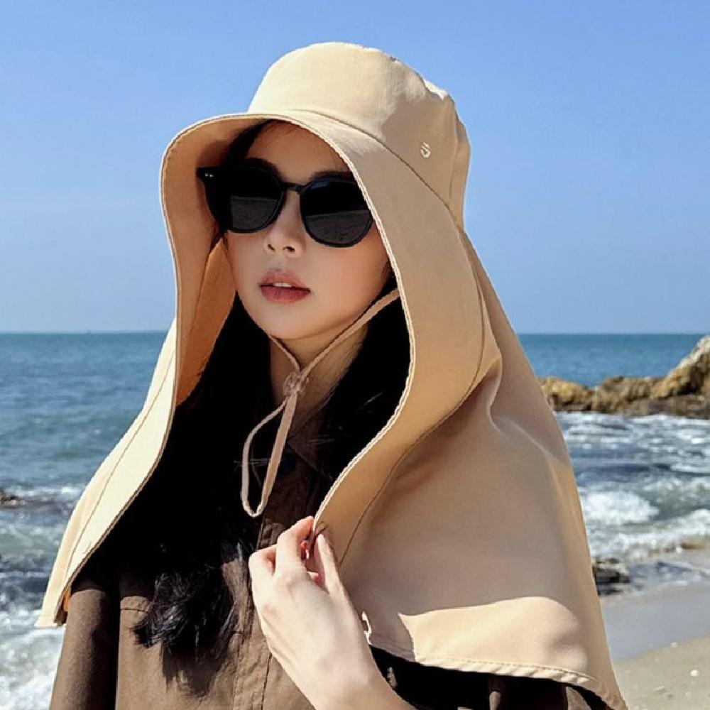 여성 풀커버 여름 썬캡 자외선차단 플랩캡 챙모자 등산 해변 물놀이 일 모자 - 상세 이미지 4
