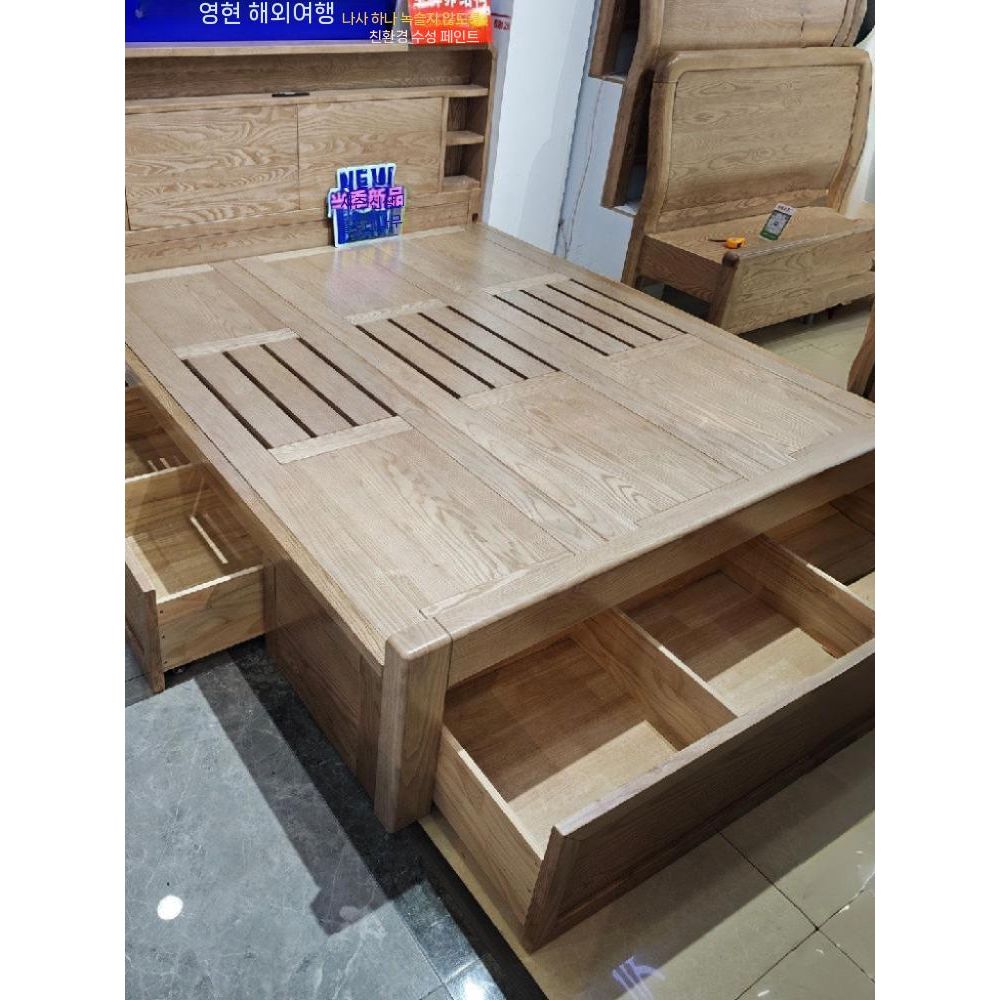 저상형 수납침대 호텔식 편백 침대프레임 천연 깔판 원목침대 기본형 평상 서랍 - 상품 이미지