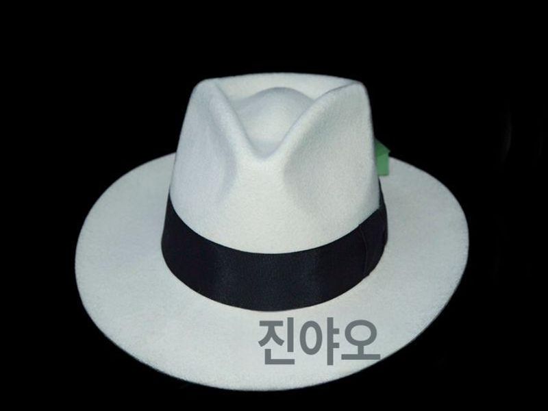 페도라 모자 펠트 빈티지 중절모 클래식 스타일 재즈 울 브림 교회 깃털 신사 패션 - 상세 이미지 2