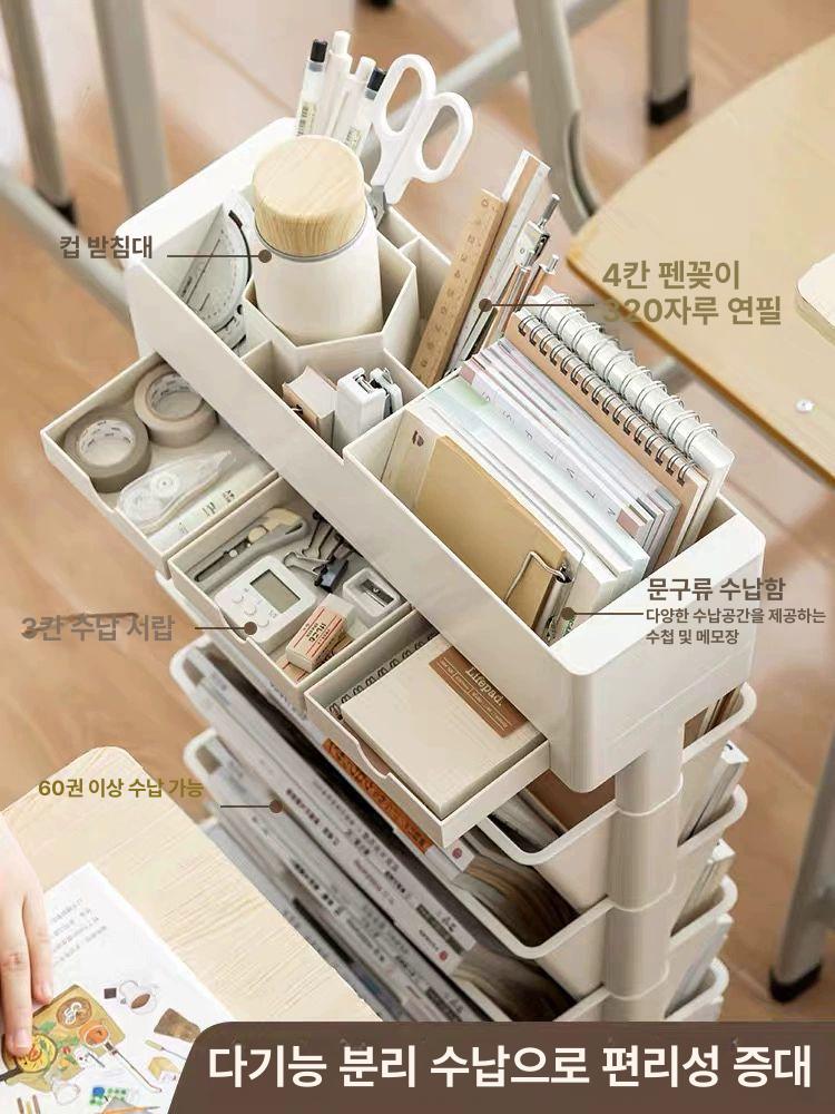 책상 사이드 수납대 틈새 협탁 책꽂이 서랍 색상 바퀴 길이 선반 보조 다용도 탁자 - 상세 이미지 2