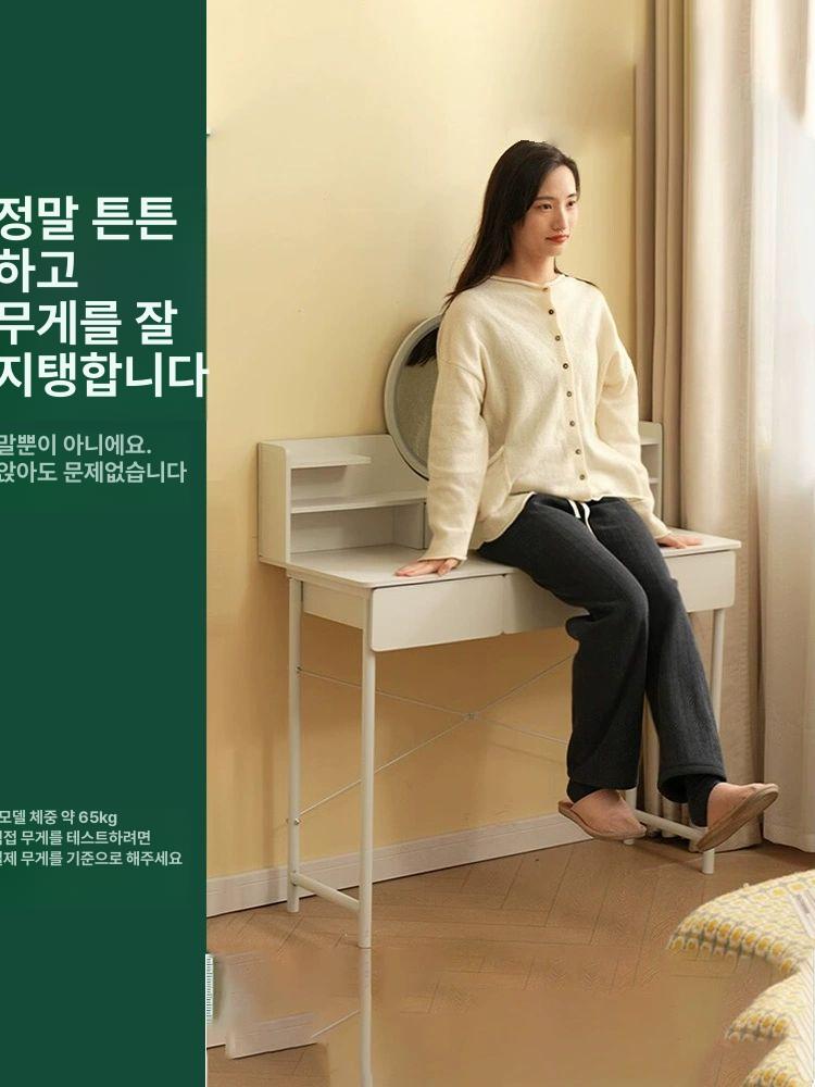 주니어 화장대 여학생 유럽풍 수납 스툴 조명 메이크업 거울 입식미니 서랍장 어린이 - 상세 이미지 4