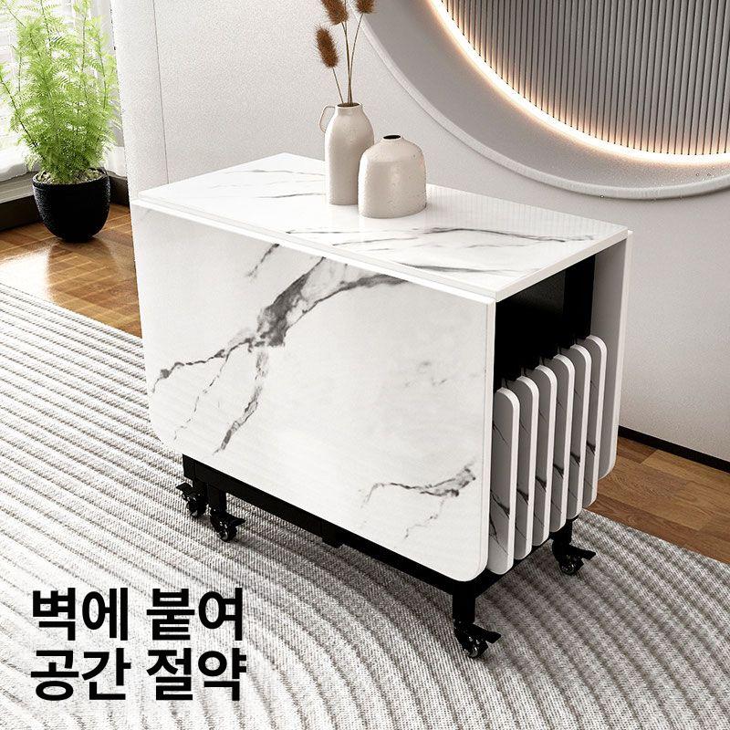 다용도 식탁테이블 확장형 가정용 바퀴 사각 원형 거실 공간 간이 접이식테이블 - 상세 이미지 3