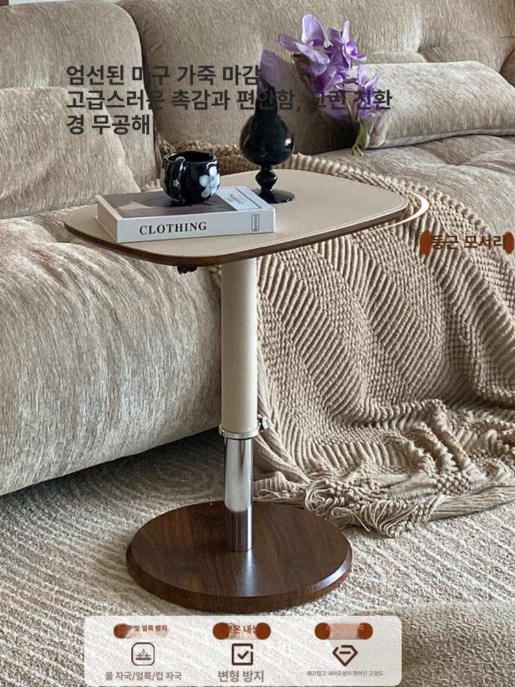 새들 협탁 가죽 리프팅 연주용 곡선형 모던 사각 소파테이블 인테리어 럭셔리 - 상세 이미지 3