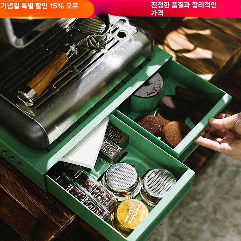 서랍형 넉박스 카페 상자 원두 버킷 커피 케이스 더블서랍카버박스블랙 그라인더 - 상세 이미지 2