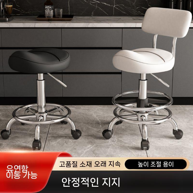 주방 식탁 요리 설거지의자 부엌조리의자 식탁의자 원목 인테리어 카페 체어 디자인 벤치 편한 라이스 화이트 발 패드 - 상세 이미지 4