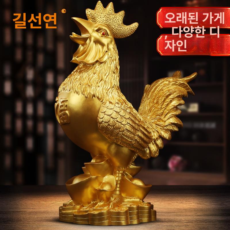 소품 황금닭조각상 동물 조경 모형 병아리 개업선물 수탉 거실 사무실 인테리어 - 상세 이미지 2