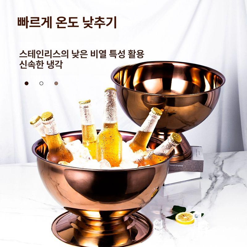 스테인레스 칠링바스켓 와인쿨러 아이스버켓 피크닉 파티용 양주얼음통 - 상세 이미지 4