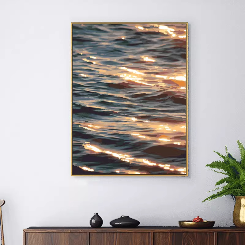 DIY 액자 색칠 명화그리기 해변 윤슬페인팅 캔버스 50x65cm - 상품 이미지