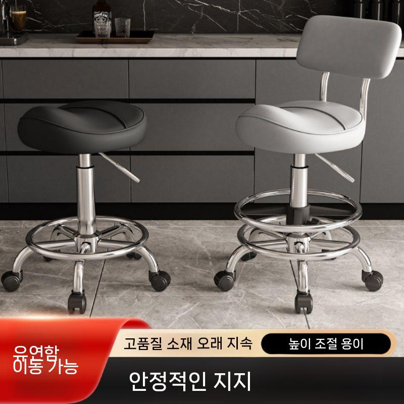 주방 식탁 요리 설거지의자 부엌조리의자 식탁의자 원목 인테리어 카페 체어 디자인 벤치 편한 라이스 화이트 발 패드 - 상세 이미지 3