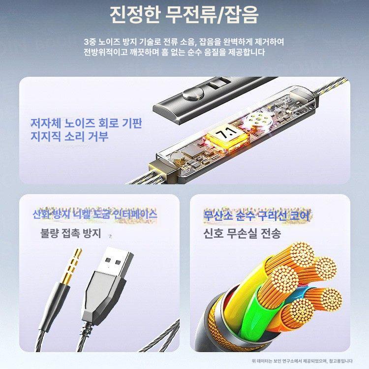헤드폰 유선이어폰 호환 고음질 음악 헤드셋 커널형 - 상세 이미지 4