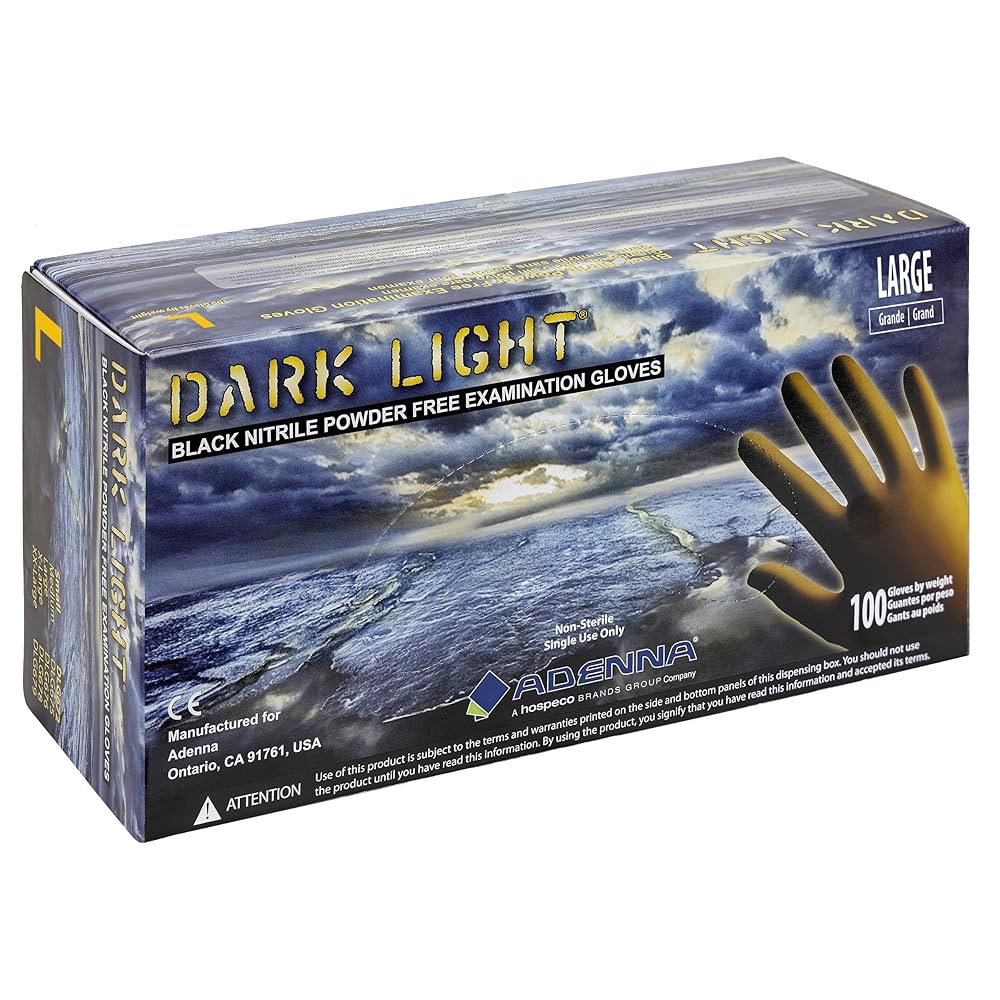 아데나 다크 라이트 900밀리 니트릴 파우더 프리 테스트 장갑(블랙), 라지 - 100박스(DLG676) 2X-Large (Pack of 90) - 상품 이미지