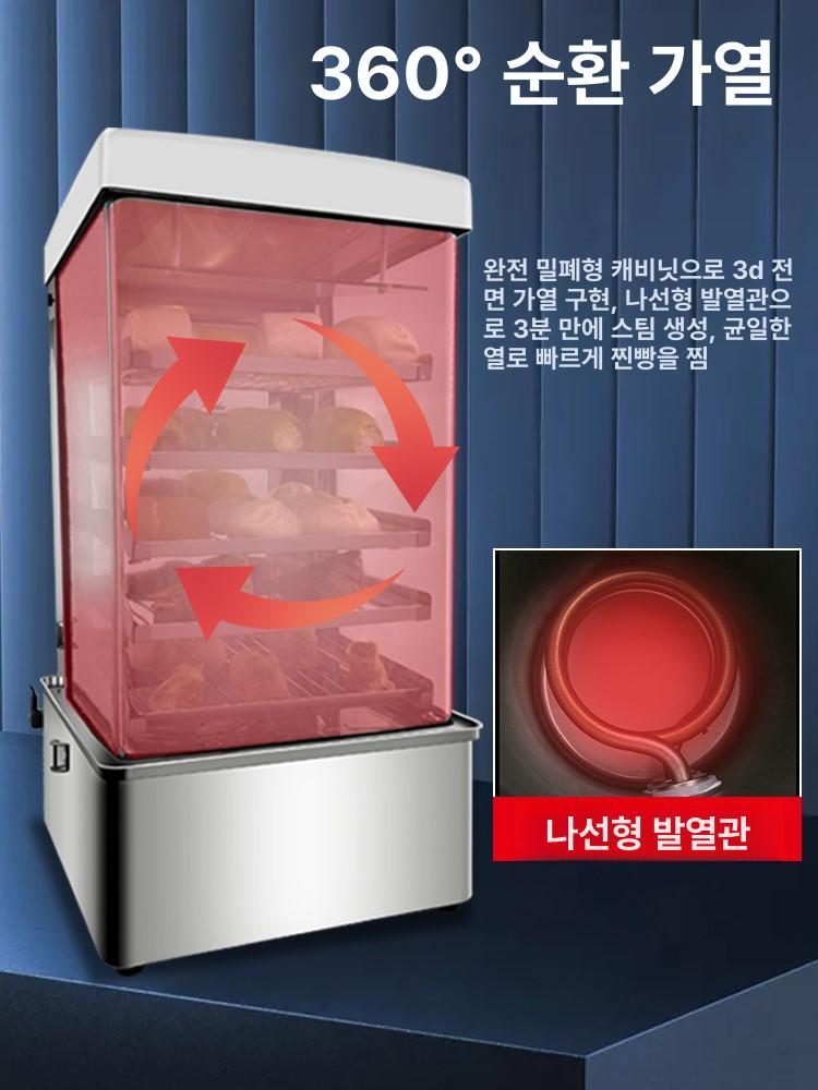 풀스텐 호빵기계 대용량 업소용 타이머 찜기 전기찜 온도조절 이중 다단선반 스티머 - 상세 이미지 5