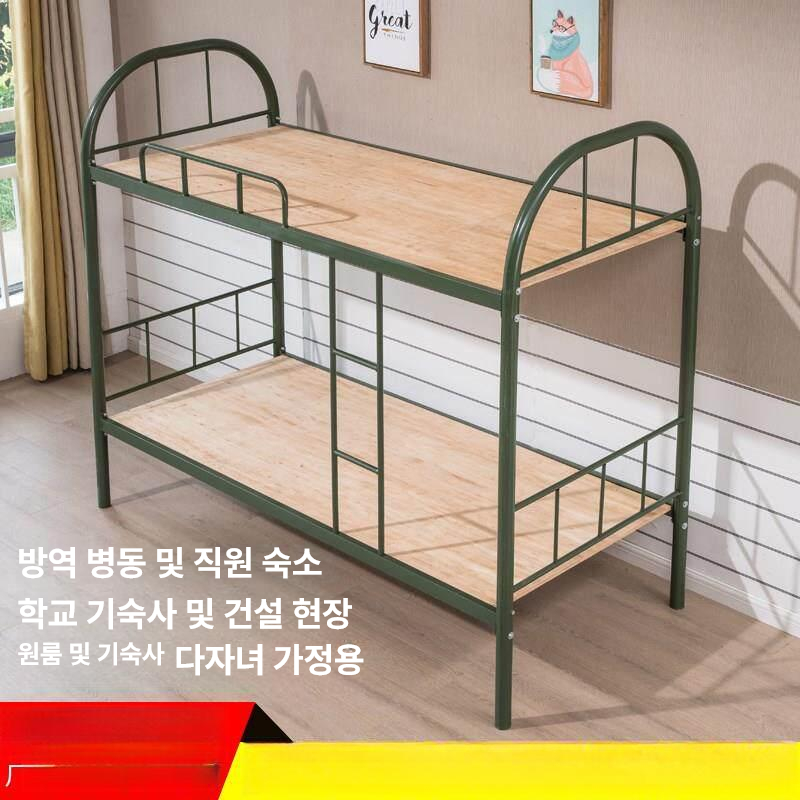 조립식 이층 침대 기숙사 게스트하우스 튼튼한 원목 학생용 휴게실 복층 철제 벙커 - 상세 이미지 3