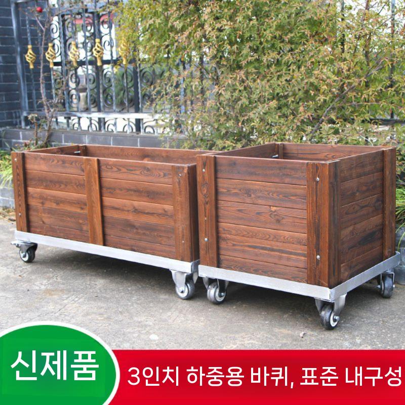 정사각 야외 바퀴 목재화분 화단 식물 기둥 반려식물 인테리어식물 실내공기정화식물 플라스틱 - 상세 이미지 2