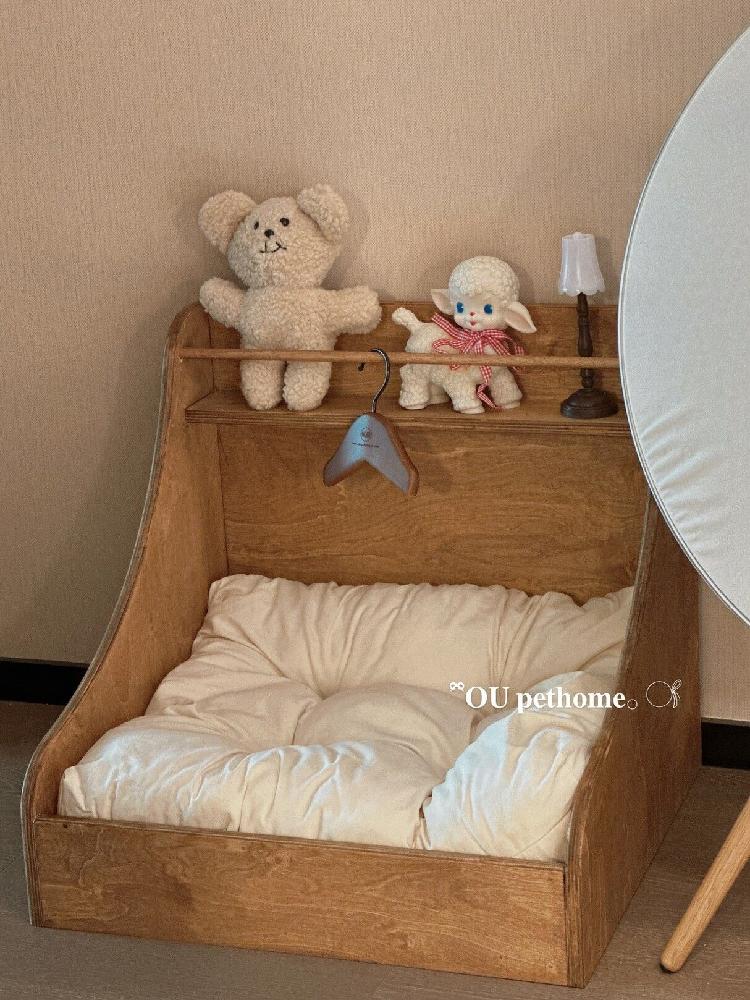 원목 고양이침대 고급 프레임 반려견 애견침대 방석 펫하우스 베드 매트 럭셔리 - 상세 이미지 2
