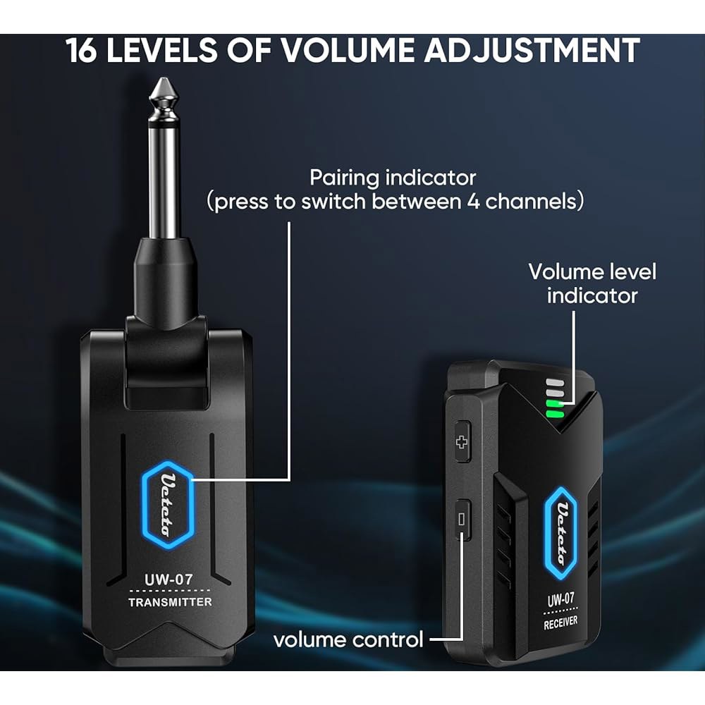 유에테토 무선 귀 모니터 시스템 2.4GHz 모노 IEM 시스템, 송신기 벨트팩 수신기, 플러그 앤 플레이, 뮤지션용 스튜디오, 밴드 리허설, 라이브 공연 - 상세 이미지 3