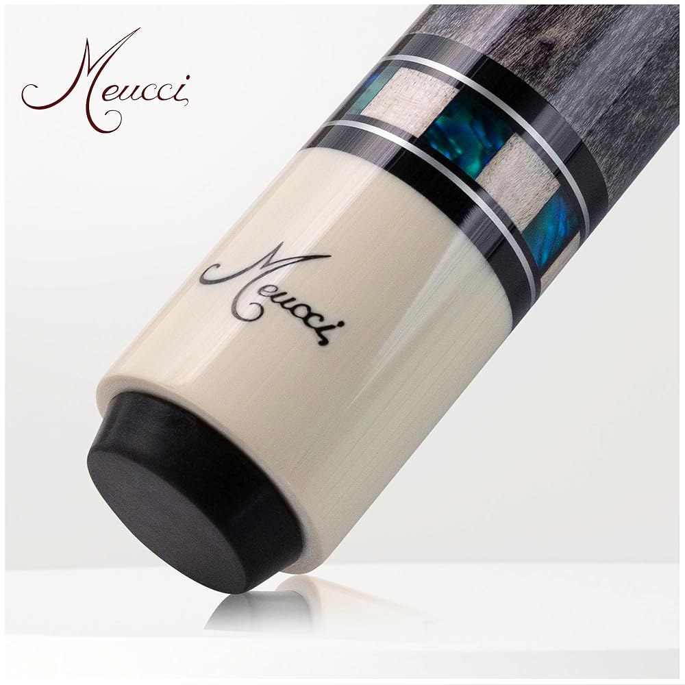 Meucci 포켓볼 당구 큐 - 메리 풀 블루 아마추어 위도우, 그레이 디자인이 538.6g(19온스) 스틱 스틱, 쉘 프로페셔널 로우 있는 또는 랩 메이플 디플렉션 스퀘어 아이리 - 상세 이미지 3