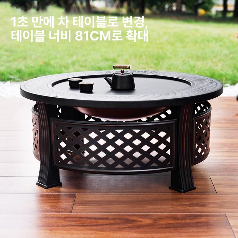 바베큐 화로대 난로테이블 불멍 원형 좌식 장작 감성 접이 야외테이블 캠핑용품 정원 - 상세 이미지 3