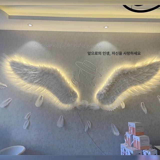 날개장식 벽장식 금속 카페 인테리어 빈티지 아트 홈데코 소품 나비 조명 장식품 - 상세 이미지 5