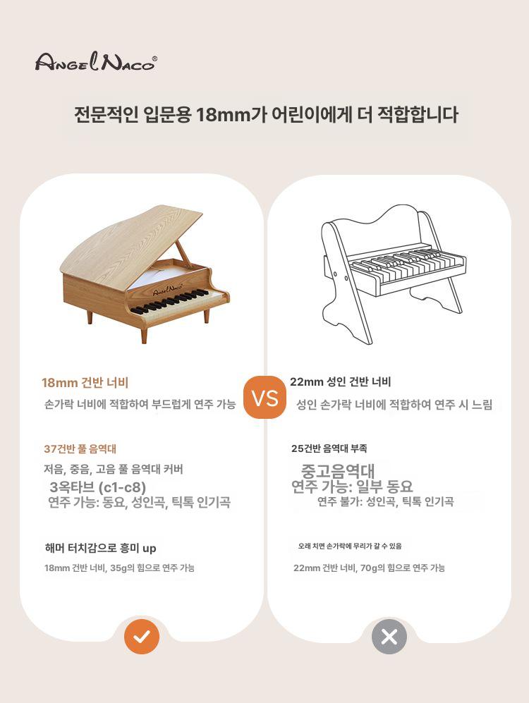 미니 우드피아노 어린이 유아 키보드 취미 교육용 학생 선물용 건반악기 음악놀이 - 상세 이미지 3