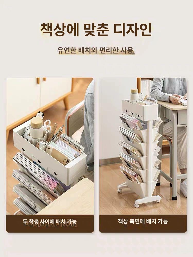 책상 사이드 수납대 틈새 협탁 책꽂이 서랍 색상 바퀴 길이 선반 보조 다용도 탁자 - 상세 이미지 3