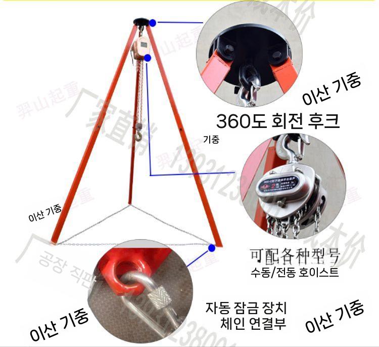 체인블럭삼발이 학교 산업용 창고 구조용 연구실 반사 삼각대 체인블록 기타산업안전용품 보안경 - 상세 이미지 5