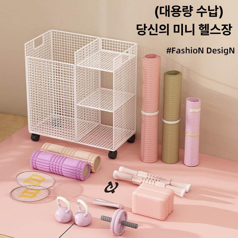 요가매트 이동식 폼롤러 도구 선반정리 정리함 운동기구 수납함 틈새 바구니 철제 - 상세 이미지 4