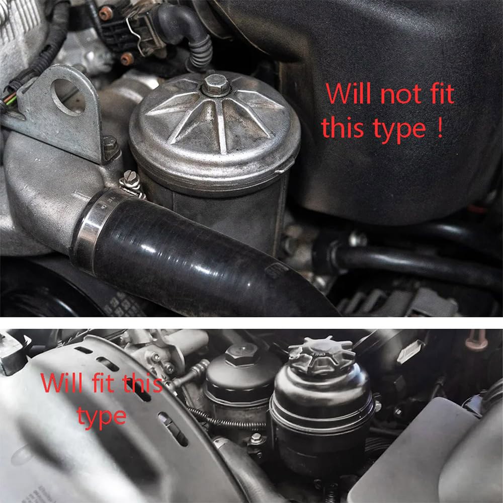 BMW E36 E46 E39 E60 E61 525i E53 E83 X3 Z4 M52 M54 M56과 호환되는 오일 쿨러용 베빈시 알루미늄 필터 캡 뚜껑, 11421744000, - 상세 이미지 2
