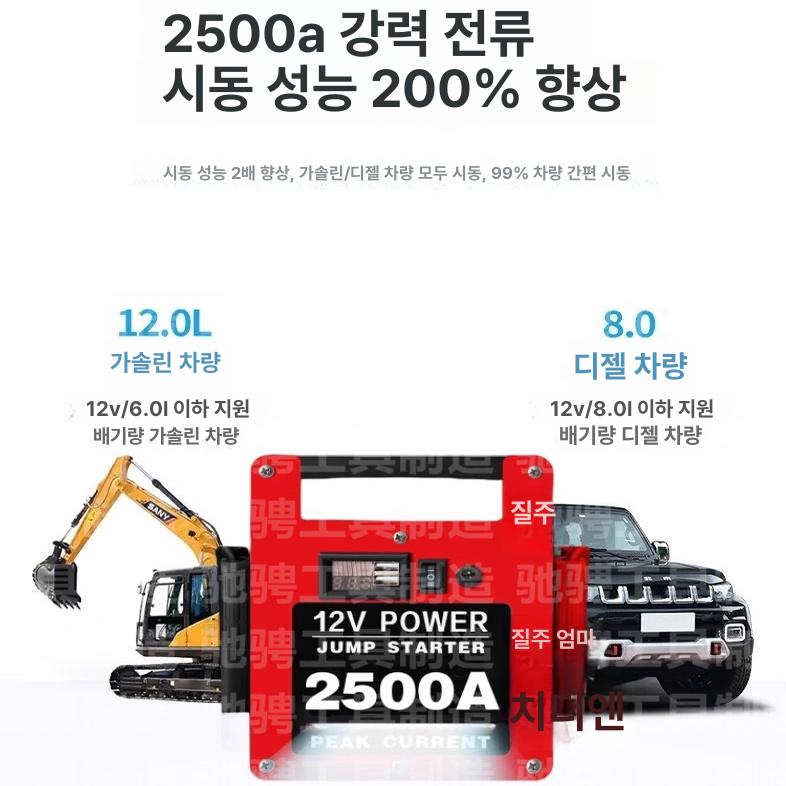 대용량 점프스타터 긴급시동 차 비상 전원 차량용 충전기 휘발유 가솔린 부스터 - 상세 이미지 2