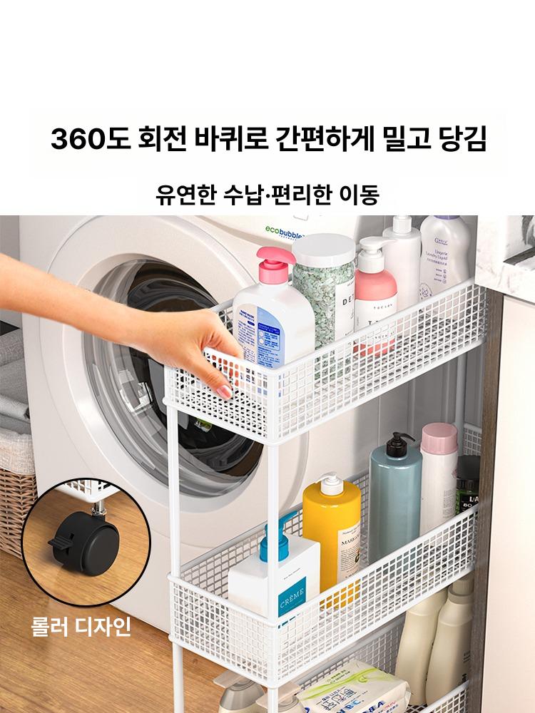 다용도실 진열대 주방 욕실 수납선반 베란다 카트 바퀴달린 틈새수납장 정리 이미지 6