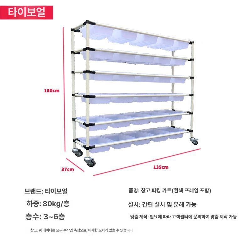 이동식 피킹카트 선반 업소용 분류 보관 대형트롤리 운반 수납장 웨건 정리함 수납함 - 상세 이미지 5