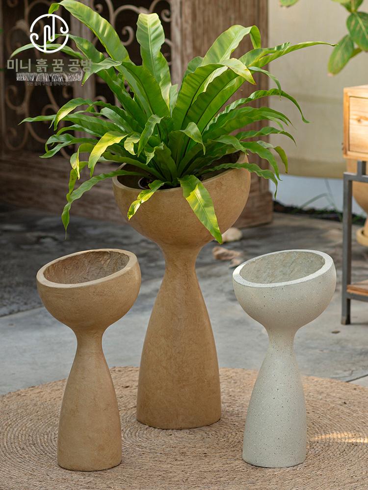 키큰 항아리화분 원형 실내 플랜터 토기 식물 모양 인테리어 장식 조경 홈가드닝 - 상세 이미지 2