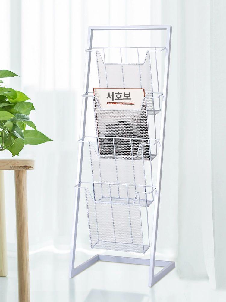 홍보물 거치대 도서관 전시장 철제 브로셔 진열대 선반 전단지 서점 매거진랙 원목 - 상세 이미지 5
