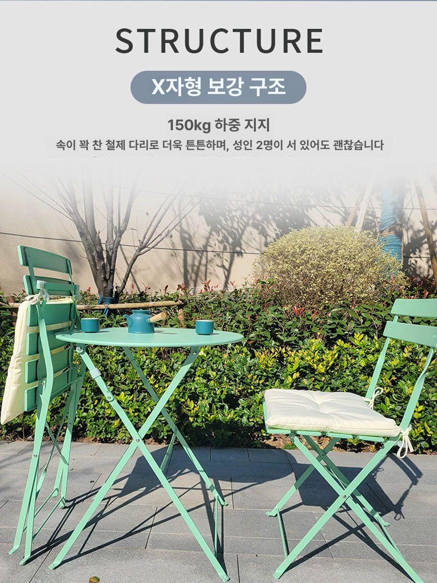 북유럽스타일 테라스 테이블 의자 옥상 발코니 카페 야외 베란다 세트 편의점 - 상세 이미지 3