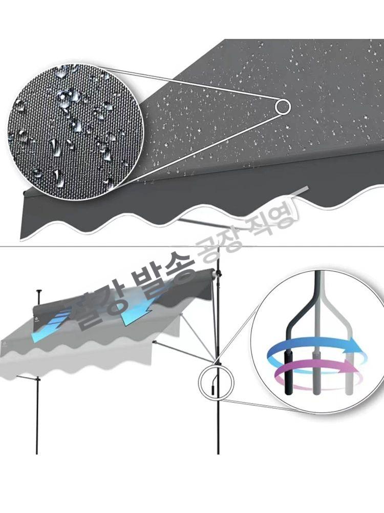 테라스 비가림막 접이식 출입구 야외 발코니 천막 베란다 캐노피 프레임 개폐식 - 상세 이미지 3
