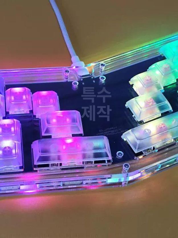 리듬게임 키보드 커스텀 스플릿 갈축 투명 클리어 황축 적축 기계식 키캡 음악 - 상세 이미지 2