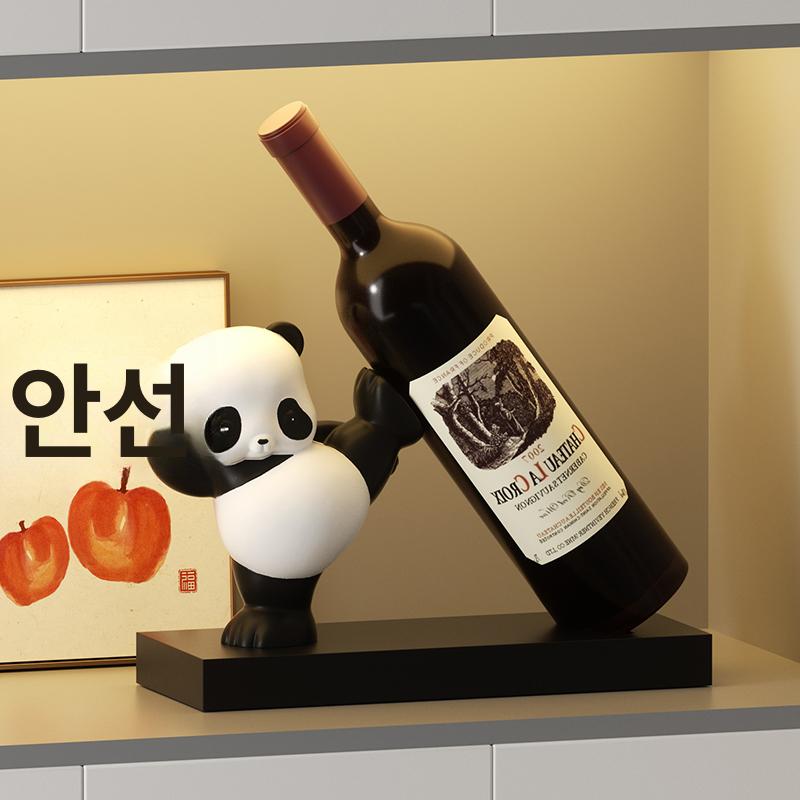 귀여운 판다 와인랙 장식품 집들이선물 북유럽 인테리어 와인렉 와인잔걸이 주방 선반 - 상세 이미지 4