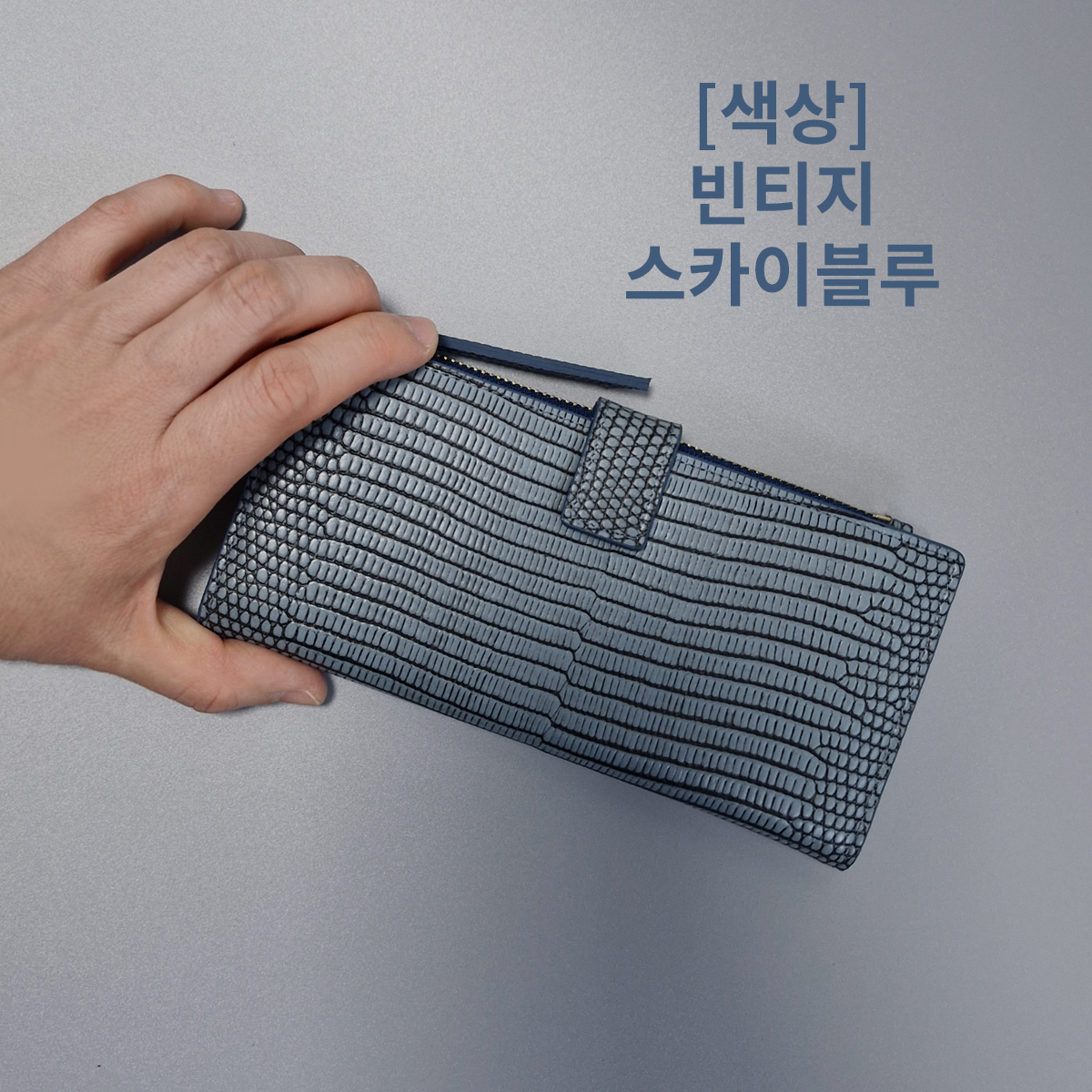 남녀공용 소가죽 장지갑 슬림 얇은 가죽 지갑 카드 여성 여자 - 상세 이미지 3