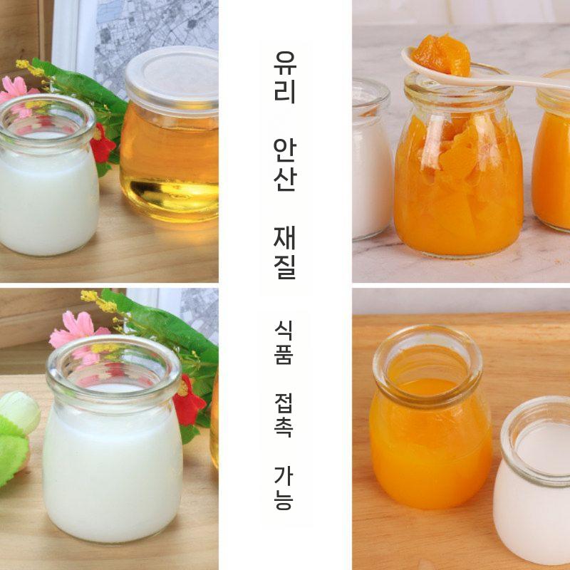 수제 보관용기 요거트병 푸딩병 밀폐 유리 요구르트컵 뚜껑 그릭요거트컵 내열성 잼병 - 상세 이미지 3