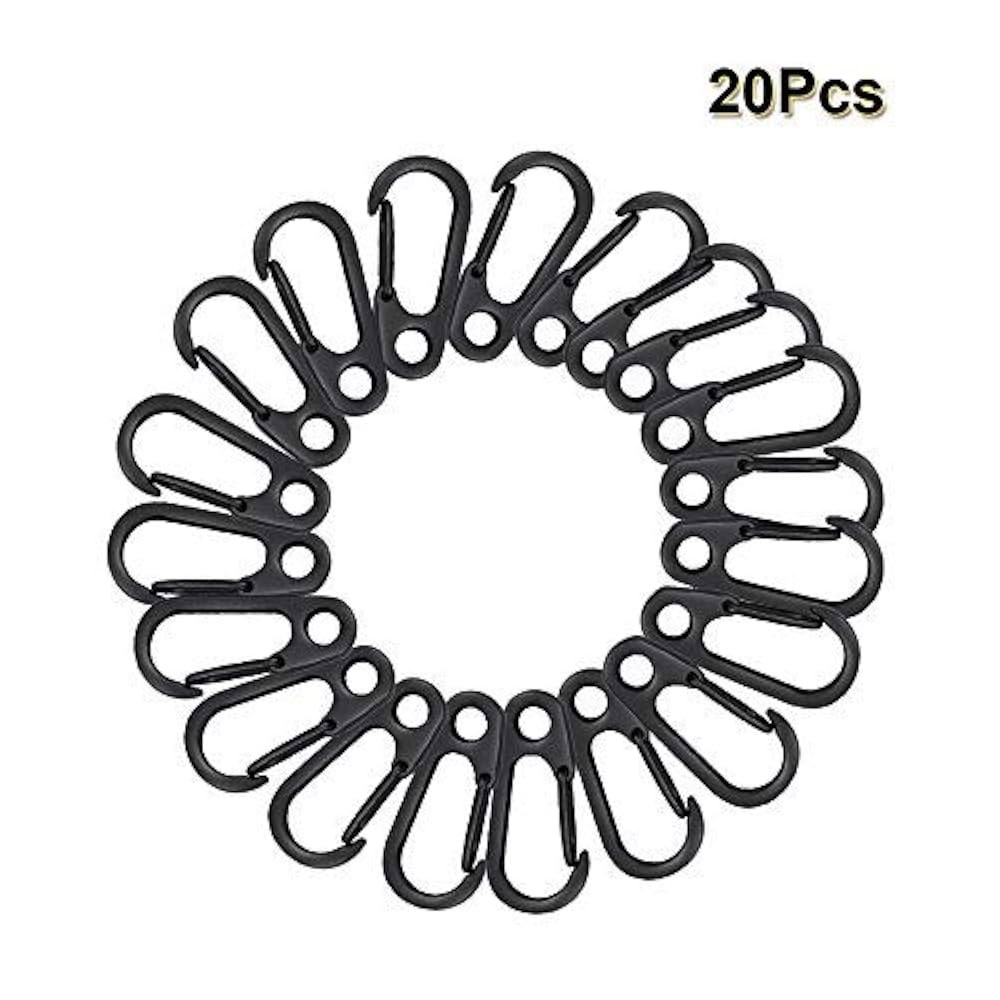 미니 행잉 버클, 20개 금속 스프링 백팩 클랩스 카라비너 후크 EDC 열쇠고리 낚시용 캠핑 병 파라코드 전술 생존 장비(블랙) - 상세 이미지 2