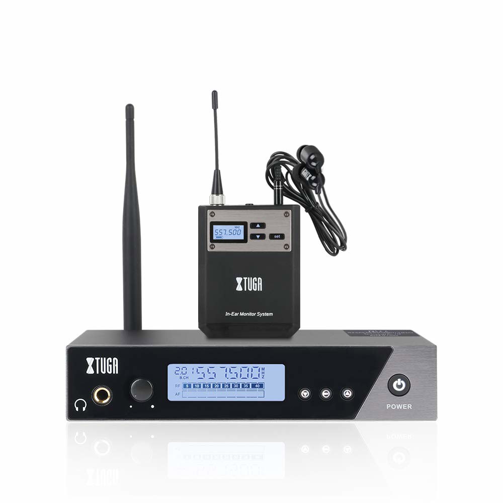 XTUGA IEM1100 무선 이어 모니터 시스템, 무대 공연자 및 교회를 위한 단일 채널 UHF 프로페셔널 IEM 공개 연사(1 바디팩) 1 bodypack - 상품 이미지