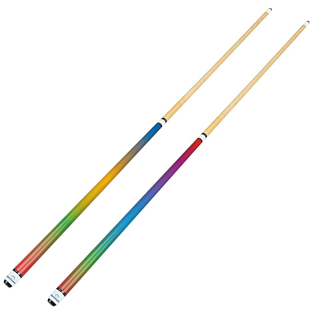HomeSeason 포켓볼 당구 큐 2개 세트, 섬유 바 스틱, 포함 홈 147.3cm(58인치) 팁 초보자, 상업 12.7mm (CD) 당구장 엔터테인먼트용 가죽 B - 상세 이미지 2