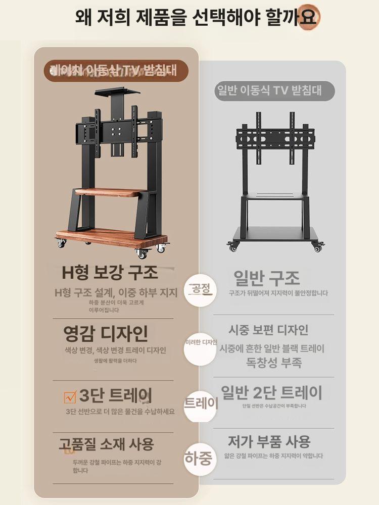 대형 티비거치대 받침대 브라켓 이젤형 티비스탠드 모니터 무빙스탠드 호환 회의실 - 상세 이미지 2
