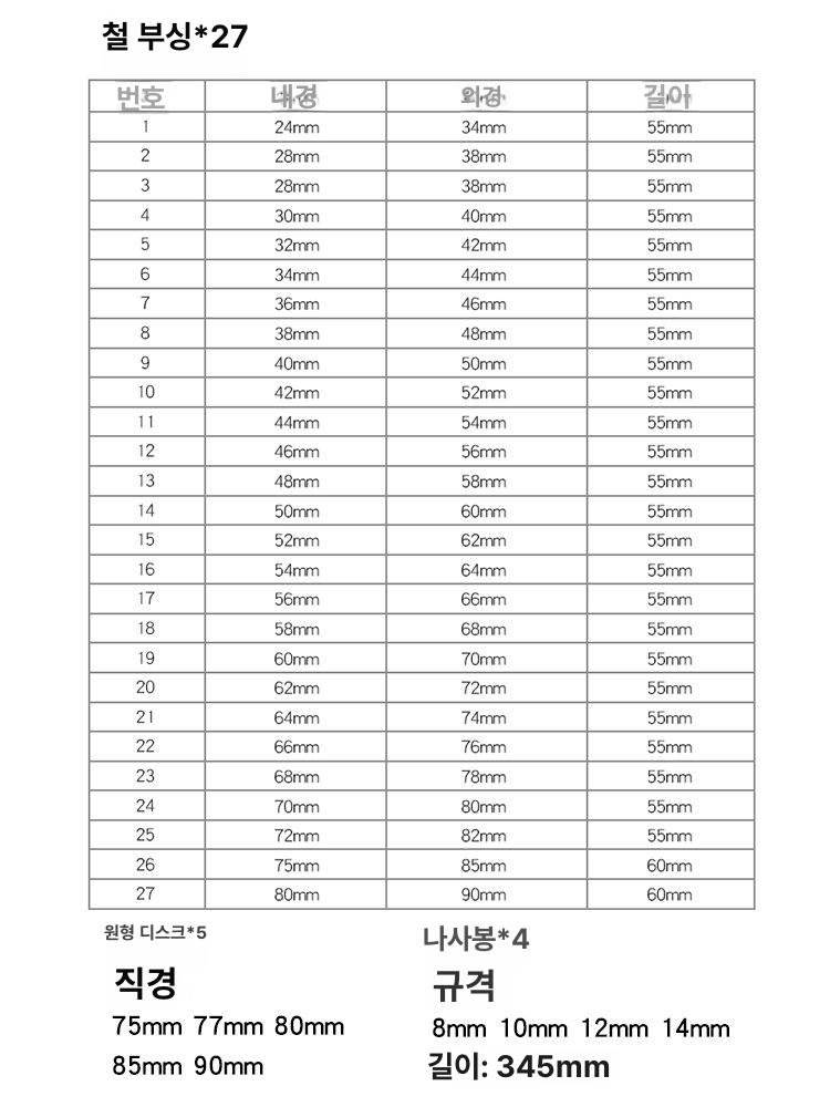 탈착 부싱교환기 탈거기 세트 분해 도구 자동차정비 - 상세 이미지 5