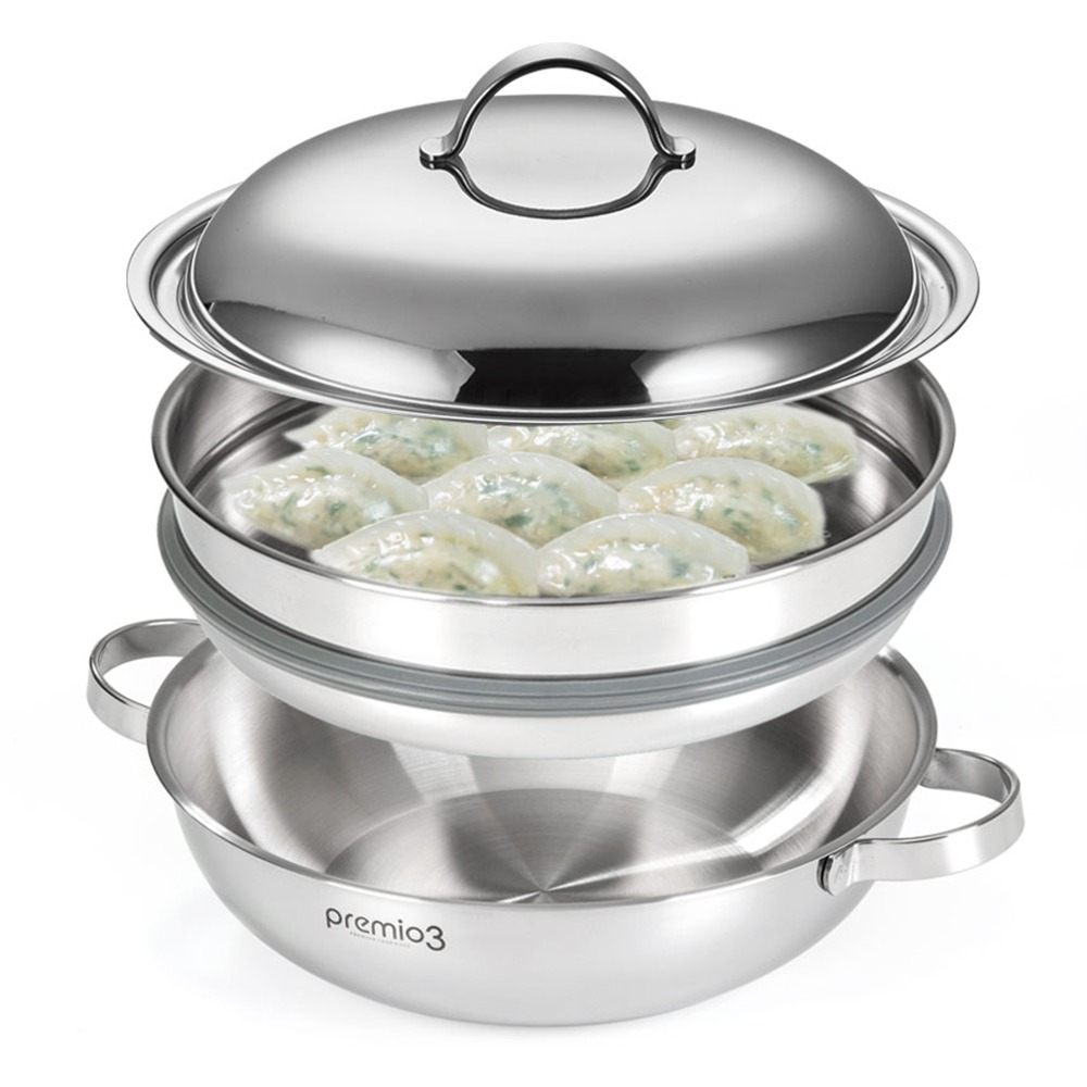 올스텐 3단 돔형 찜냄비 IH인덕션 통3중 대형 찜통 만두 수육 야채 대게 조개 해물찜 - 상세 이미지 2