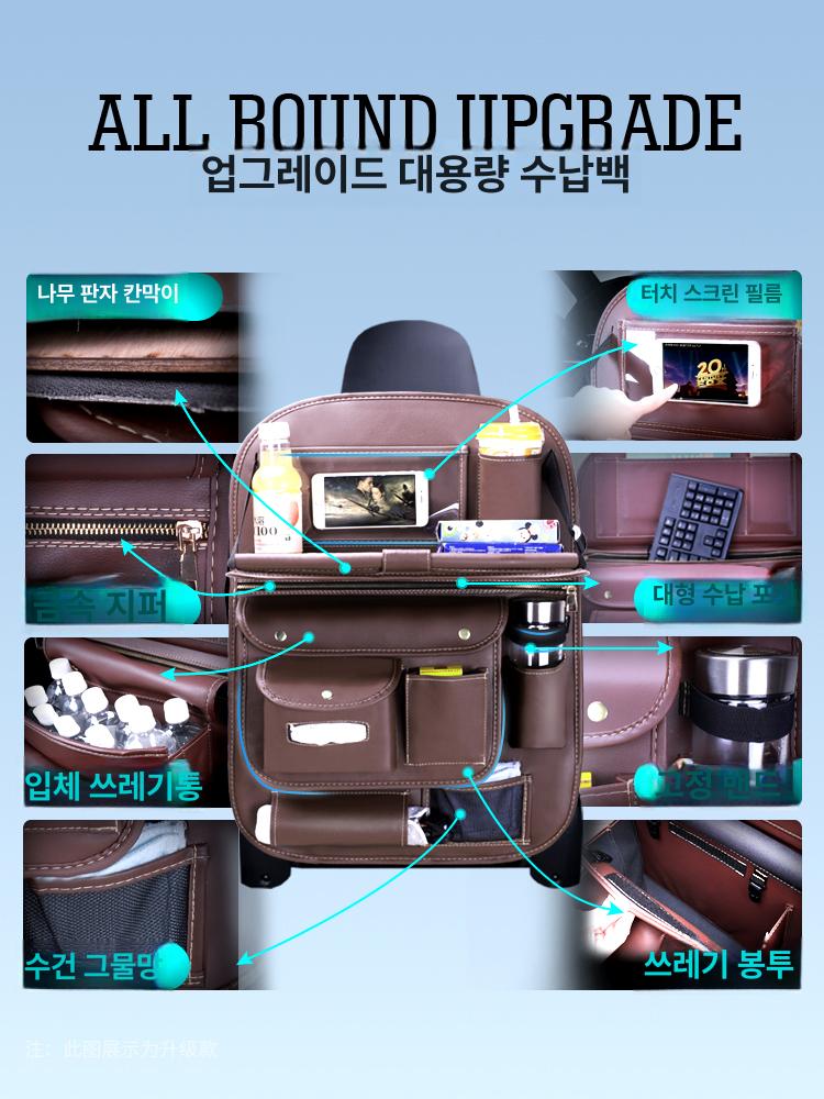 자동차 시트백 접이식 수납포켓 뒷좌석 유니버설 킥 보호대 다기능 액세서리 공간활용 - 상세 이미지 3