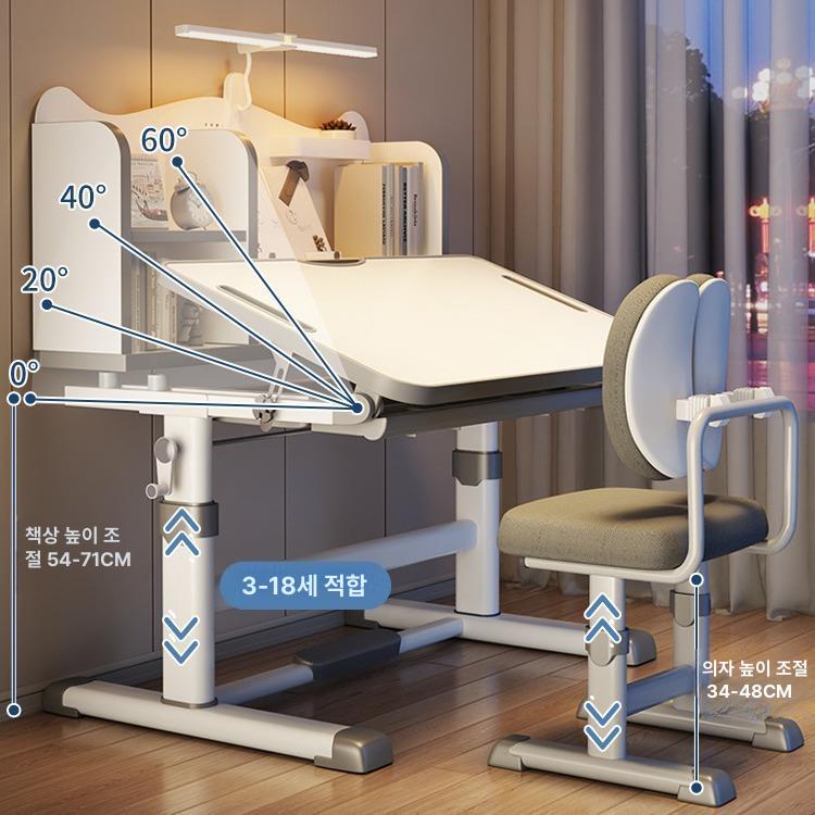 조립식 초등학생책상 쥬니어 키즈 공부방 데스크 바른자세 신학기 높이조절책상 - 상세 이미지 3