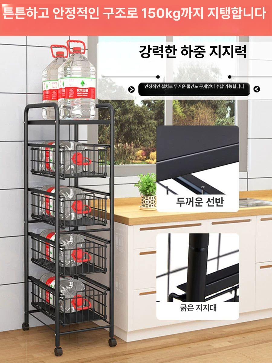 선반 틈새장 슬라이딩 주방 수납함 부엌 홈카페장 냉장고장 그릇장 다용도 팬트리장 - 상세 이미지 3