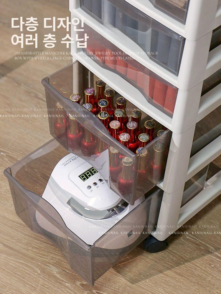 이동식 트롤리 네일샵 카트 서랍형 파츠 네일아트용품 캐비닛 수납장 미용실 도르래 - 상세 이미지 2