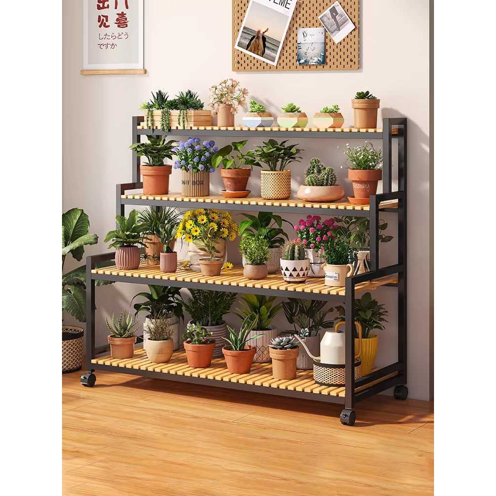 화분 받침대 철제 거치대 블랙 화분선반 다육이 다이 4단 80cm - 상품 이미지